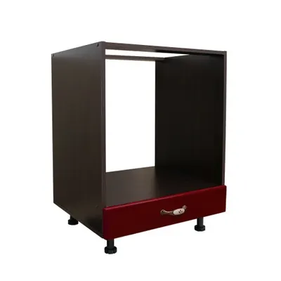 Corp pentru cuptor incorporabil cu sertar Zebra, Wenge/MDF Rosu, fara blat, 60 x 85 x 60 cm