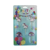 Set 5 lumânări unicorn roz curcubeu