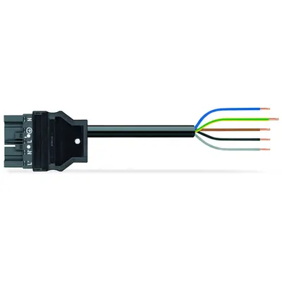 pre-assembled connecting cable; Eca; Plug/open-ended; 5-pole; Cod. L; H05VV-F 5G 2.5 mm²; 3 m; 2,50 mm²; dark gray