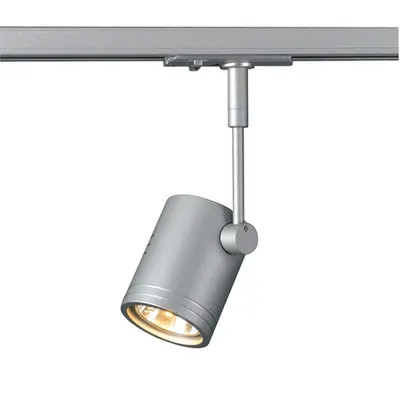 Iluminat decorativ pe sina, BIMA Melodii GU10, pata gri pentru 240V pista 1 faza, cu un singur intitulat, QPAR51, gri-argintiu, max. 50W, inclusiv. adaptor 1 faza
