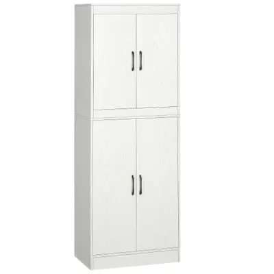 HOMCOM Dulap de bucătărie Mobilă auxiliară cu 4 uși și 5 rafturi deschise 60x36x168 cm Alb | Aosom Romania