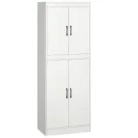 HOMCOM Dulap de bucătărie Mobilă auxiliară cu 4 uși și 5 rafturi deschise 60x36x168 cm Alb | Aosom Romania