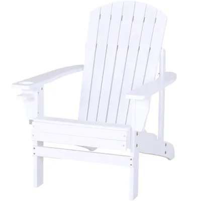 Outsunny Scaun de Gradina Adirondack din Lemn Alb 97x72.5x93cm