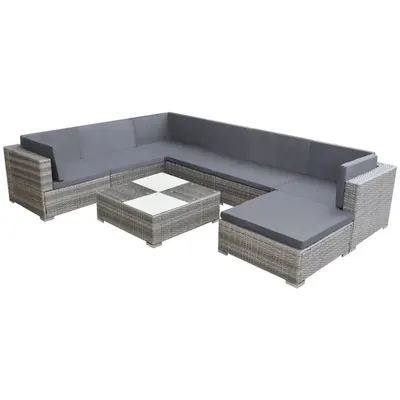Gossi set mobilier de gradina cu perne, 8 piese, gri, poliratan