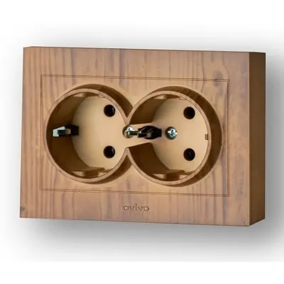 Priza Schuko Dubla ST Grano Ovivo OV00361, 10A, 250V, IP20, Woods masiv