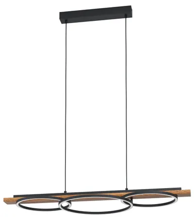 LED Pendul Eglo - Boyal, 2х12W 2x1800lm 1x16W 1x2250lm L-1010 FSC, lemn negru/rustic, reglabil intensitatea luminii