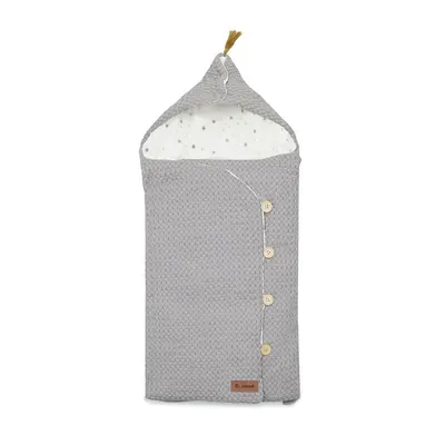 Sac de iarna cu gluga, Jane, Mims Plus, Pentru carucior si scoica auto, 88 x 43 cm, Inchidere cu nasturi si fermoar, Dim Grey