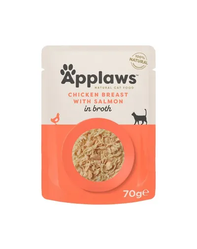 APPLAWS Cat Adult Pouch Chicken with Salmon piept pui cu somon în bulion 70 g