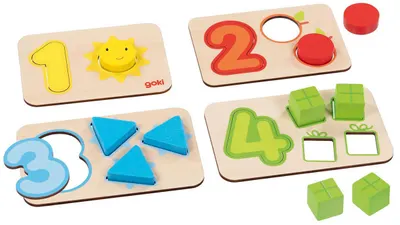 Puzzle din lemn Goki - Învață să numeri și să te conectezi