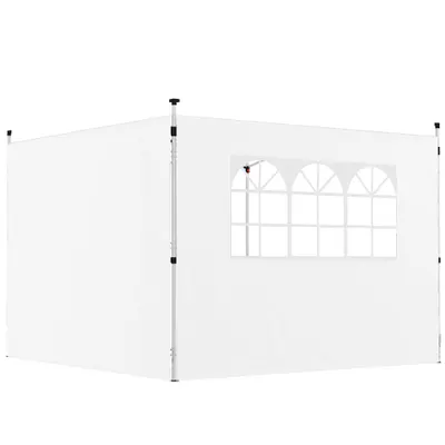 Outsunny Panouri laterale pentru tonelă 3 x 3 m set de 2 cu fereastră material Oxford alb | Aosom Romania