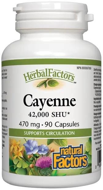 Herbal Factors Cayenne, 470 mg, 90 capsule, Natural Factors