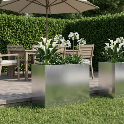 vidaXL Vază pentru Grădină Argintiu 80 x 40 x 60 cm Oțel Galvanizat