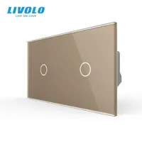 Intrerupator simplu cap / scara + simplu cap / scara, generatia noua, cu panou sticla Auriu
