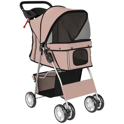 PawHut Carucior Animale Pliabil Cafeniu – 75×45×97 cm, Confort & Mobilitate | Aosom Romania