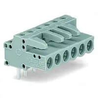 THT female header; 0.6 x 1.0 mm solder pin; angled; Pin spacing 5 mm; 20-pole; gray