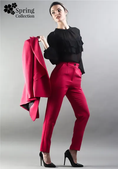 Pantaloni Moze cu fenta fucsia