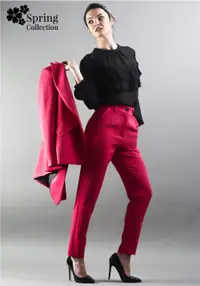 Pantaloni Moze cu fenta fucsia