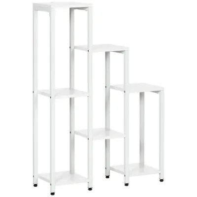 Outsunny Suport pentru flori, suport plante, 7 niveluri, pentru interior și exterior, oțel, alb, 65 x 23 x 94,5cm | Aosom Romania