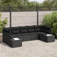 Gossi set de canapea de gradina cu 7 piese si perne negre din ratan poli