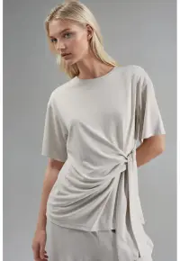 Tricou dama guler rotund - croiala lejera - jerseu