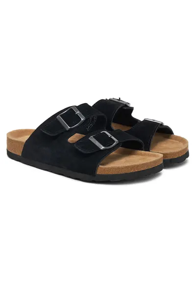 Papuci dama - piele naturala - negru