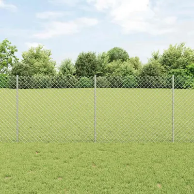 vidaXL Gard de sarma cu stalp 10 x 1 m Oțel Galvanizat Argintiu Plasă