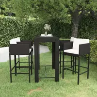 Gossi set mobilier bar de gradina cu perne, 5 piese, negru, poliratan