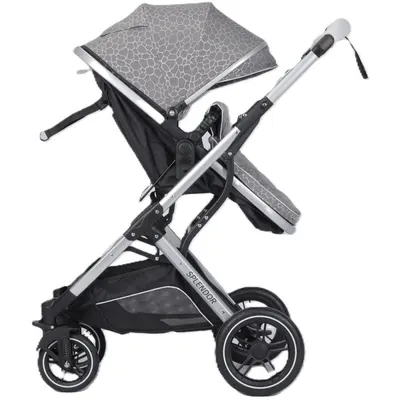 Carucior Multifunctional 2 in 1,Gri, Suspensii, Roti EVA, Maner Reversibil, Parasolar, Splendor