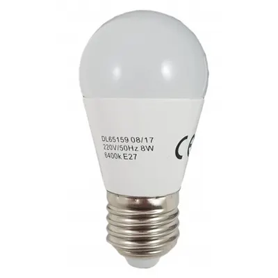 Bec Led Sferic E27, model G45, 8W=60W, 6400K, lumina rece
