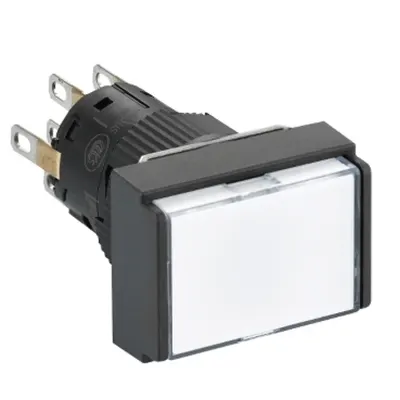 Cap buton alb dreptunghiular, iluminat, Ø16 revenire cu arc -24 V c.c.2CO