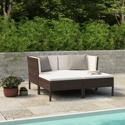 Gossi set mobilier de gradina cu perne, 4 piese, maro, poliratan