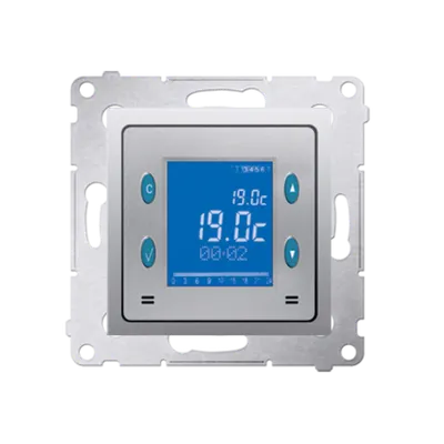 Termostat digital cu display, senzor interior de temperatura, silver mat metalic