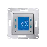 Termostat digital cu display, senzor interior de temperatura, silver mat metalic