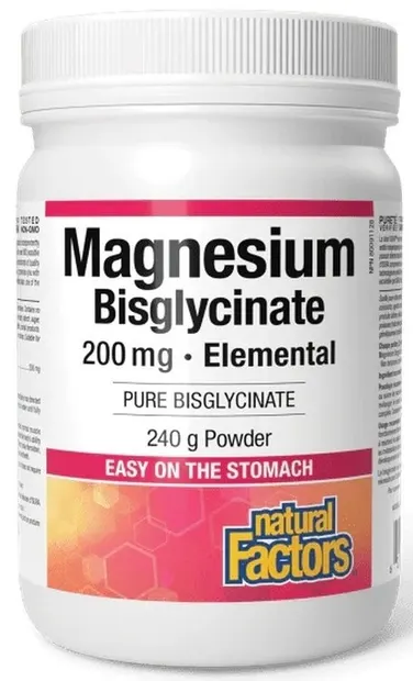 Magnesium Bisglycinate, 200 mg, 240 g, Natural Factors