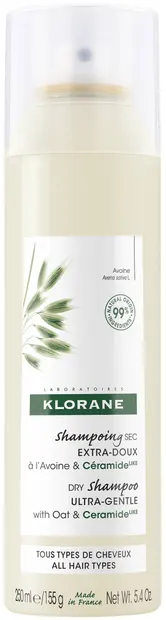 Klorane Oat & Ceramide Șampon uscat pentru utilizare frecventă, 250 ml