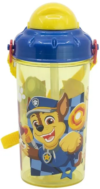 Sticlă cu pai Stor Paw Patrol - Boy rescue pups, 465 ml, galben