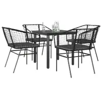 Gossi set de sufragerie de gradina 5 piese neagra sticla poly rattan