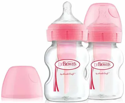 Set de biberoane Dr.Brown's Wide - Neck Options+, 2 buc, 150 ml, roz