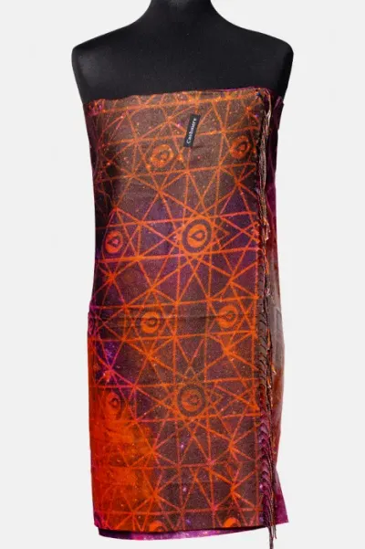 Esarfa cashmere cu fir din lurex, nuante de corai Galaxy