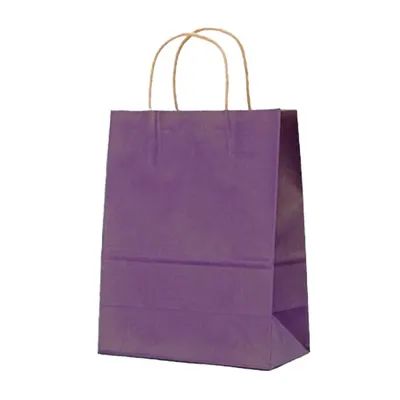 Pungi din Hartie cu Manere, Lila, Interior Natur, 25 x 14 x 30 cm, 100 Bucati