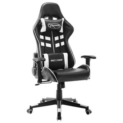 vidaXL Scaun de jocuri, negru și alb, piele artificială