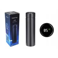RESIGILAT - Termos smart cu afisaj led, indicator temperatura, 500 ml, negru, otel inoxidabil