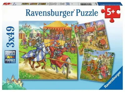 Puzzle Ravensburger din 3 x 49 piese - Cavaleri medievali