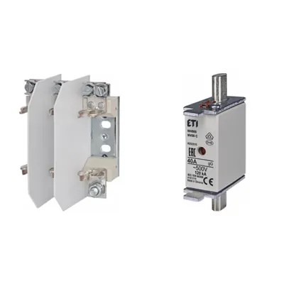 Pachet Protectie Circuit Trifazat: Soclu Siguranta Fuzibila NH00/NH000 3P (M8/M6), Siguranta Fuzibila NH000 gG 40A 500V