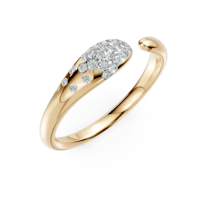 Inel deschis minimalist din aur galben cu diamante de 0.2ct