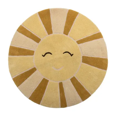 Covor pentru copii bej/chihlimbar din lână ø110 cm Sun – Bloomingville Mini