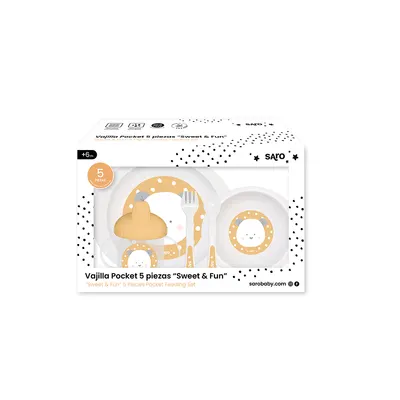 Set complet de masa cu 5 piese Giraffe Party mustard