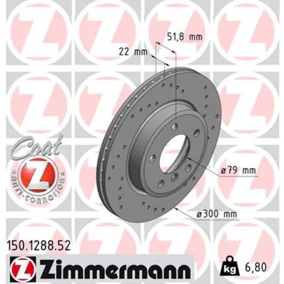 Disc frana ZIMMERMANN 150.1288.52