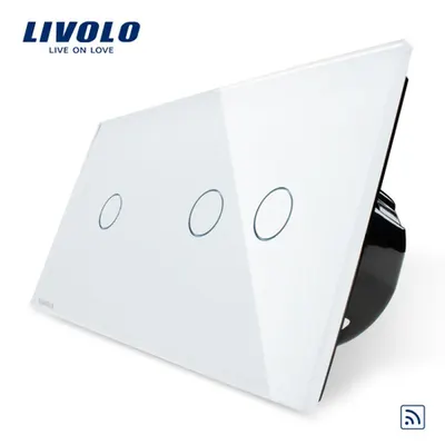 Intrerupator simplu+dublu wireless RF, generatia noua Alb
