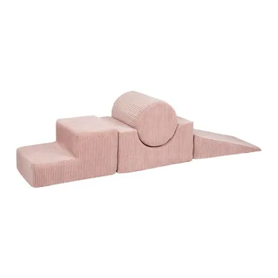 Teren de joacă din spumă roz 4 buc. din catifea reiată înălțime 30 cm 45x170 cm Montessori – Meowbaby